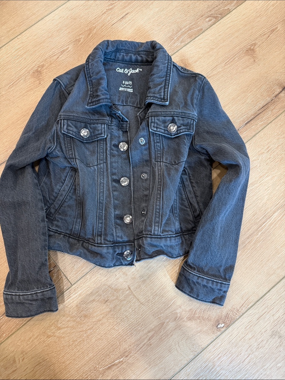 Cat & Jack Girls' Black Denim Jean Jacket with Button Front